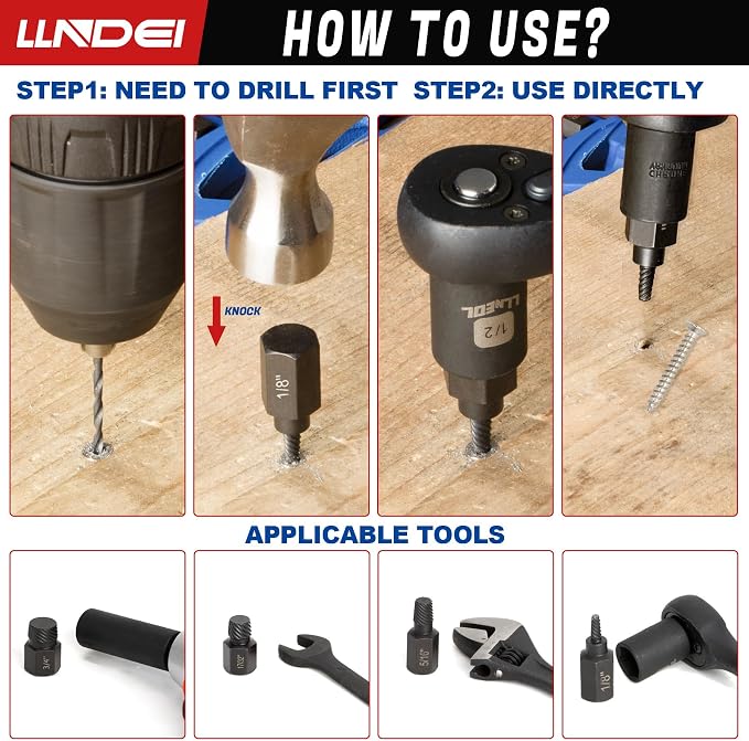 LLNDEI 19PCS 3/8-Inch Drive Extra Long Allen Hex Bit Socket Set&25 PCS Screw Extractor Set