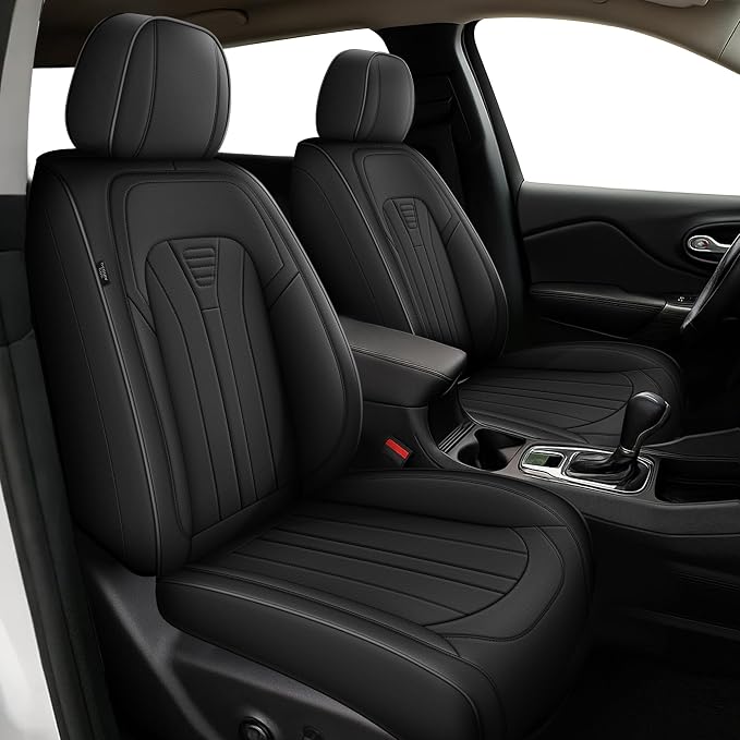 Car Seat Covers Fit for Jeep Renegade 2015-2023 | Waterproof Leather Seat Covers Breathable and Comfortable All Weather Seat Covers (Full Set 5 Seat, Black)