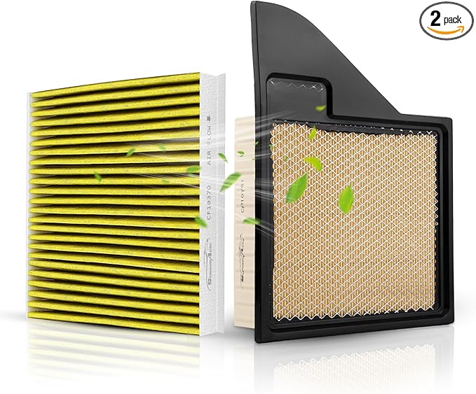 Engine and Cabin Air Filter Set for 2011-2014 Ford Mustang 5.0L/3.7L, 2010 Mustang 4.6L - Activated Carbon - Automotive Replacement Accessories #CF10370 CA10781