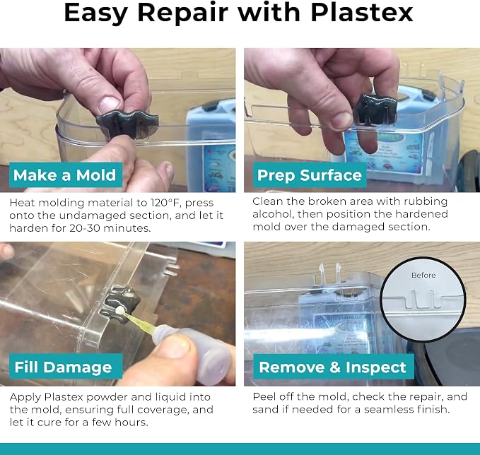 Plastex Plastic Repair Kits - Easily Glue, Repair or Remake Broken Plastic, Fiberglass, Wood & More! (Standard Clear Kit)