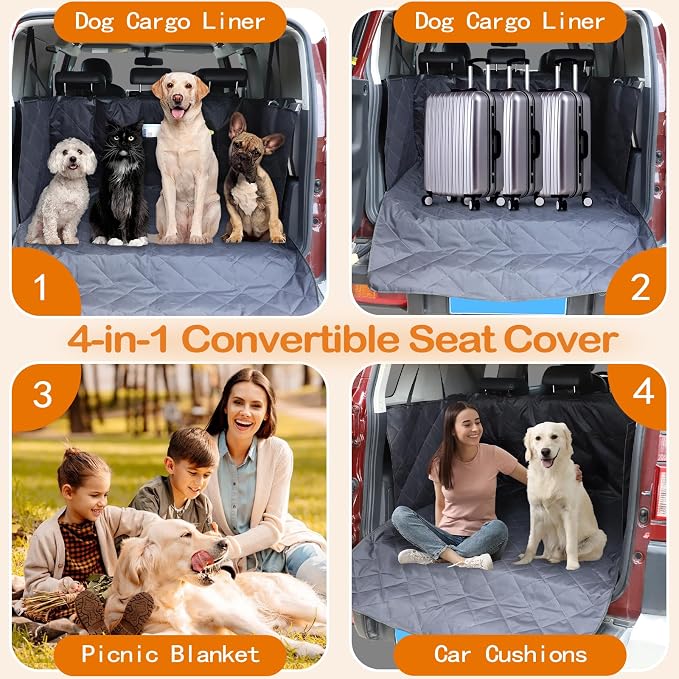 Aunginsy SUV Cargo Liner for Dogs Compatible with Toyota FJ Cruiser 2007-2021, Rear Trunk Mat Travel Nonslip Pet Cargo Boot Liner with Bumper Flap Protector Waterproof Floor Mat for Cats Accessories