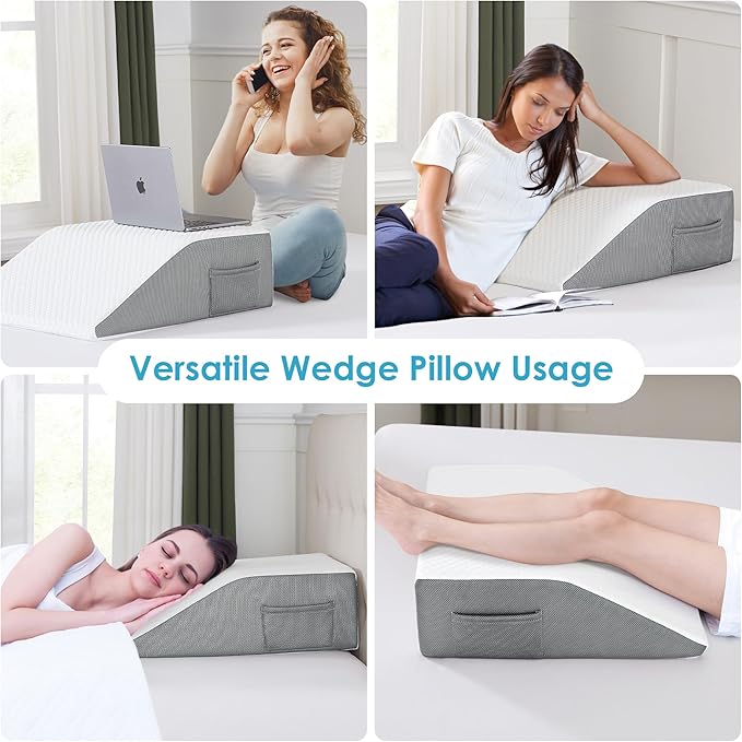 Cozymaker Adjustable Leg Elevation Pillows for Swelling, Cooling Gel Memory Foam Wedge Pillows for After Surgery, Sciatica Back Knee Hip Ankles Pain Relief, Leg Pillows for Sleeping