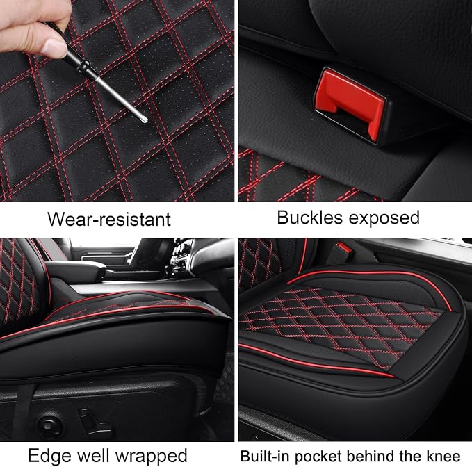 MIROZO Front Seat Covers for Silverado,2PCS Truck Seat Covers Waterproof Car Seat Covers Pickup Seat Protector Compatible with 2007-2026 Chevy Silverado GMC Sierra 1500 2500HD 3500HD (Red,2PCS Front)