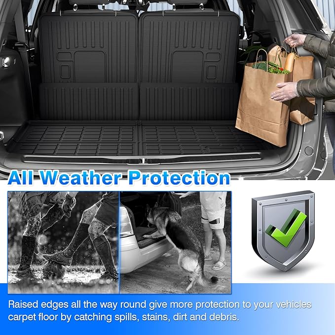Cargo Mat Fits for Jeep Grand Cherokee L 2021-2025 2026, All Weather TPE Rear Cargo Liner Trunk Mat with 3rd Row Seatback Cover for Jeep Grand Cherokee L Accessories