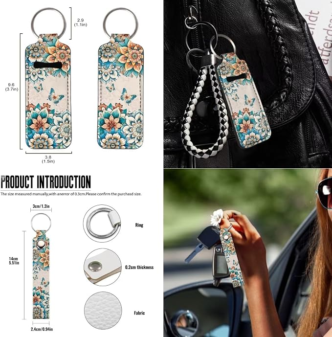 Suobstales Boho Butterfly Mandala Print Car Seat Covers Set of 13 with Universal Steering Wheel Cover, Rearview Mirror Cover, Car Trash Can, Seatbelt Pads, Cup Holder Coasters, Keychains
