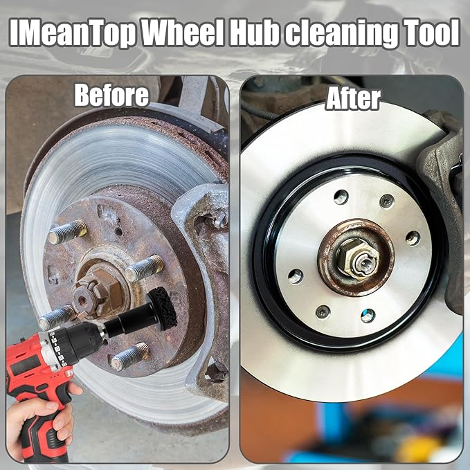 10 Pcs Wheel Hub Cleaning Tool Kit, Wheel Stud Cleaner and Hub Resurfacing Kit Includes 8 Pads, Quick Rust Removal, Fits 1/2” Wrenches or Power Drill, Automotive Maintenance Tool