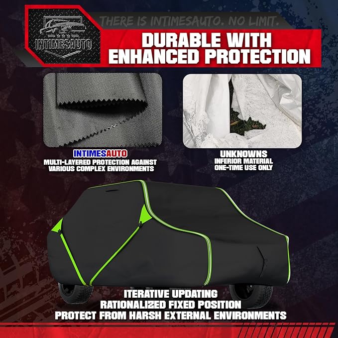 125 Inch UTV Cover for Polaris Ranger RZR, Can-Am Defender Maverick Commander, Yamaha Wolverine, Kawasaki Mule, Honda Pioneer, Black 600D Side By Side Cover Protection for 2-3 Seater UTV