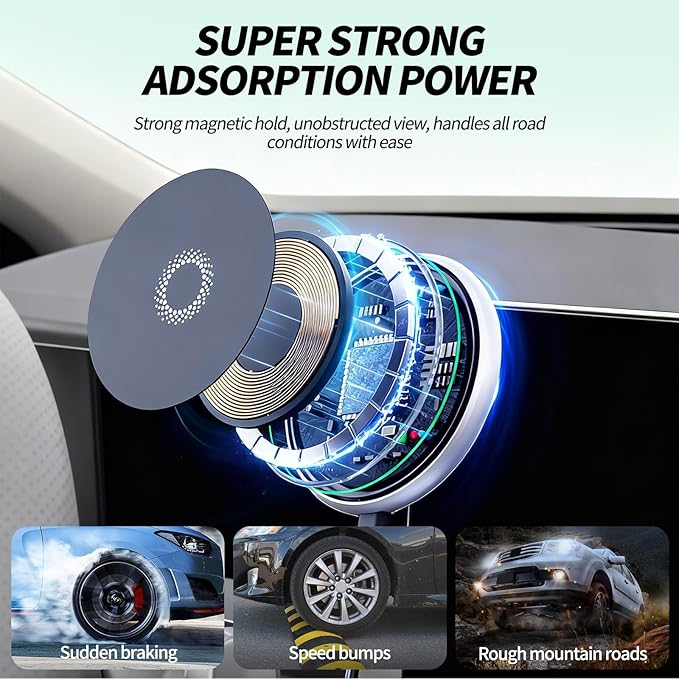 Magnetic Phone Mount for Audi Q5 2021-2025 A4 S4 A5 S5 RS5 2020-2025 Accessories 10.1-inch Screen, 360° Rotation for Magsafe Wireless Charger Phone Mount with Storage for iPhone Samsung