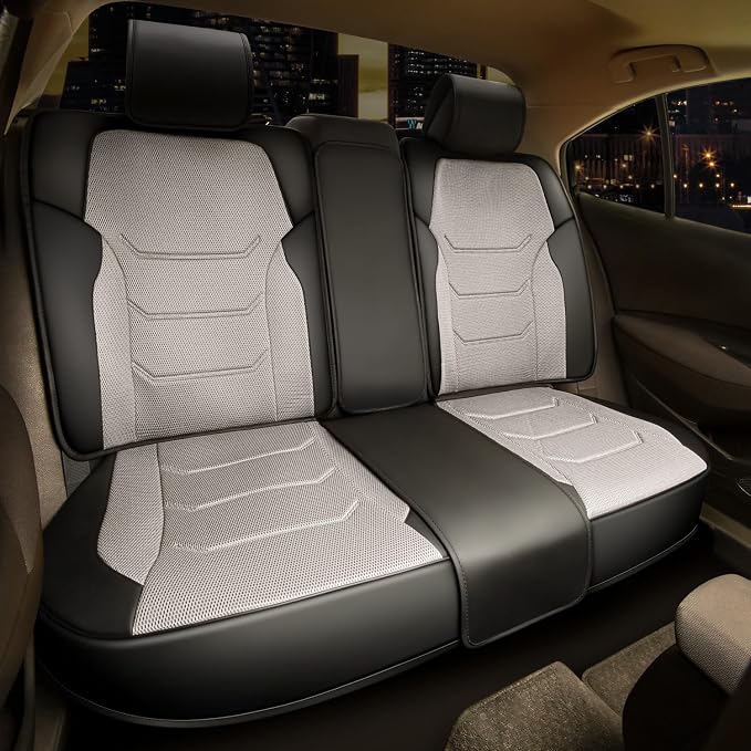 Sport Series Leatherette Full Set Seat Covers Universal for Cars Trucks SUV, Grey, CA-SC-Sport-Full-GY
