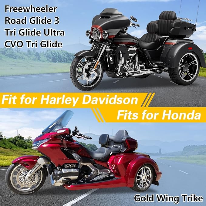 EVRBUL Trike Motorcycle Cover Waterproof 3-Wheel Vehicles Cover with Reflective Strips and Windproof Buckle Compatible with Harley Davidson CVO Tri Glide, Honda Gold Wing Trike 108× 59× 59 in
