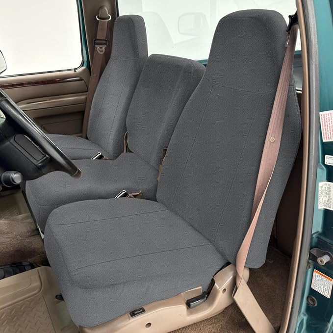 SAPUBK Custom-fit Front Seat Cover Replace for 1993-1998 Ford F150 F250 F350 F450 F550 Regular, XCab and Crew Cabs High Back 40/20/40 Split Seat with Molded Headrests and Opening Center Console