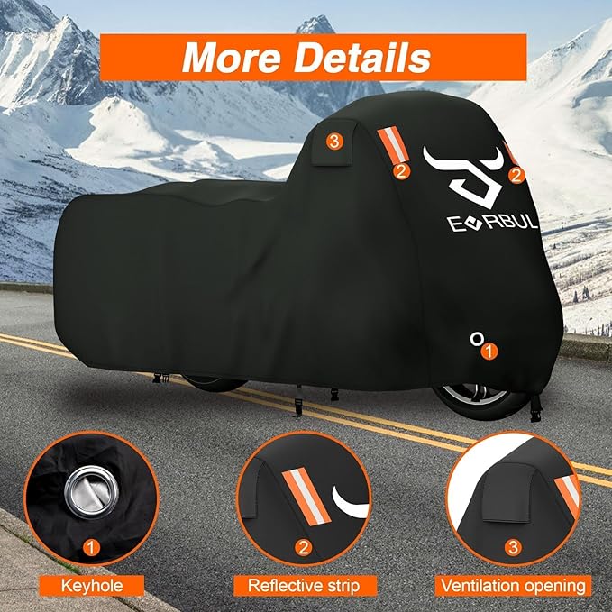 EVRBUL Motorcycle Cover Compatible with Harley Davidson Touring Models Road Glide Road King Electric Glide Heritage Classic Heavy Duty 420D Waterproof Outdoor Motor Sun Cover Protection