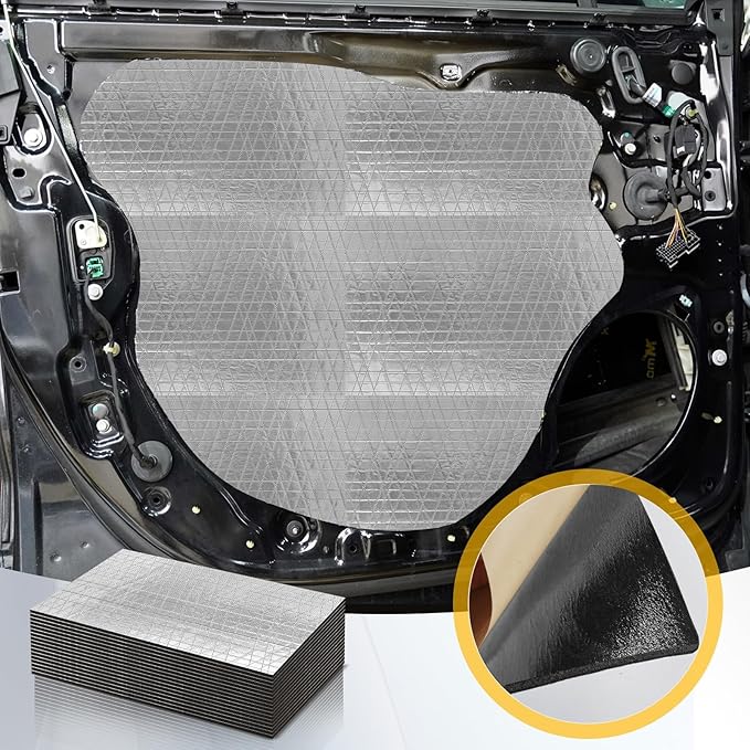 VOISEN Sound Deading Material for Cars,197 mil(5mm) 31 sqft Sound Deadening,Aluminum Foil Foam Automotive Soundproofing Material,Noise Insulation and Vibration Dampening Material 28 Pcs
