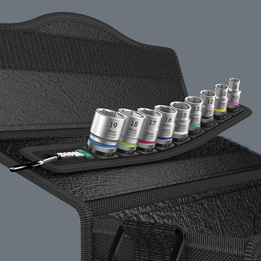 WERA 05003973001 Belt B 4 Zyklop Socket Set, 3/8" Drive, 9 Pieces