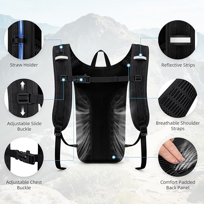 Maelstrom Tactical Hydration Backpack,Water Pack with 2L Water Bladder | BPA-free,MOLLE Compatibility,lightweight,insulated layer, Breathable back panel and shoulder,for running/hunting/cycling