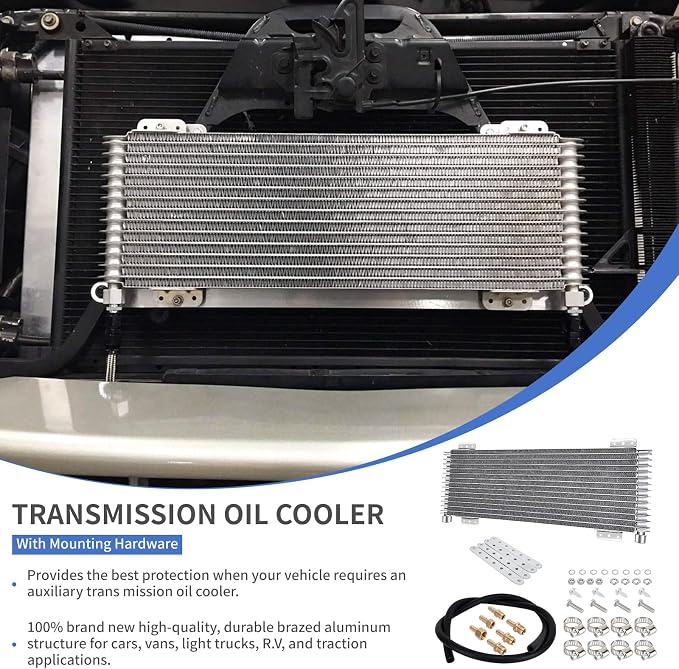 40k Transmission Oil Cooler LPD47391, Heavy Duty 40,000 GVW Max, Low Pressure Drop, Compatible with Tru-Cool,Includes Mounting Hardware-Ideal for Heavy Vehicles,40,000 GVW transmission cooler (Silver)