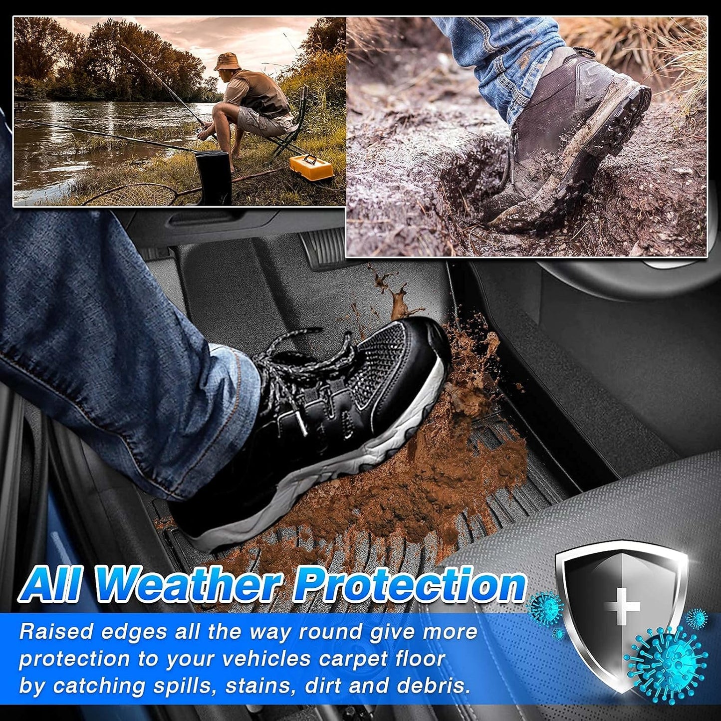 Cartist Floor Mats Fits for Ford Ranger 2019 2020 2021 2022 2023 Accessories All Weather Floor Mat for Ranger Super Crew Floor Liner Heavy Duty Black