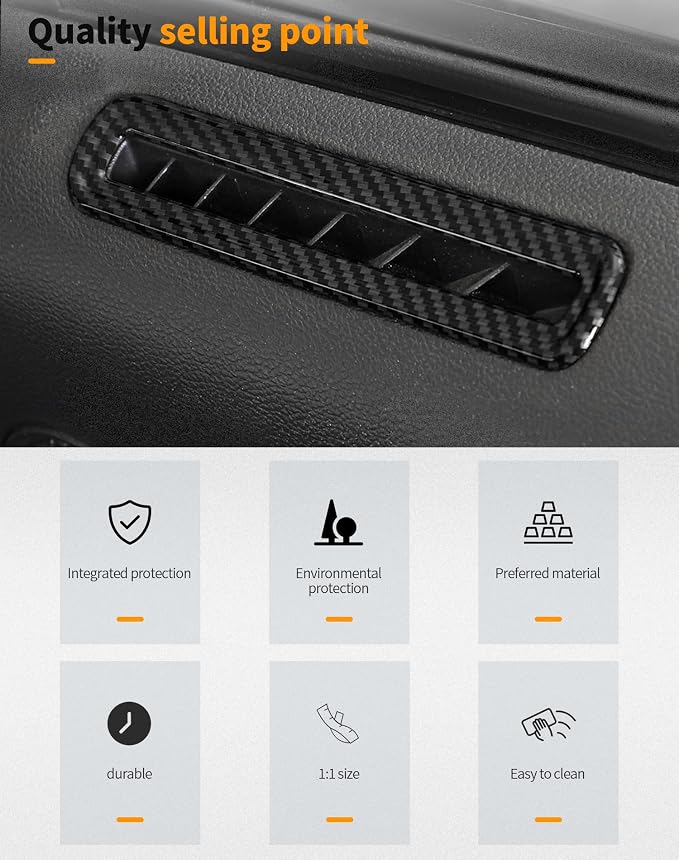 Hoolcar 17PCS Carbon Fiber Interior Trim Kit Cover for 2015-2023 Ford Mustang Center Console Decoration Interior Accessories