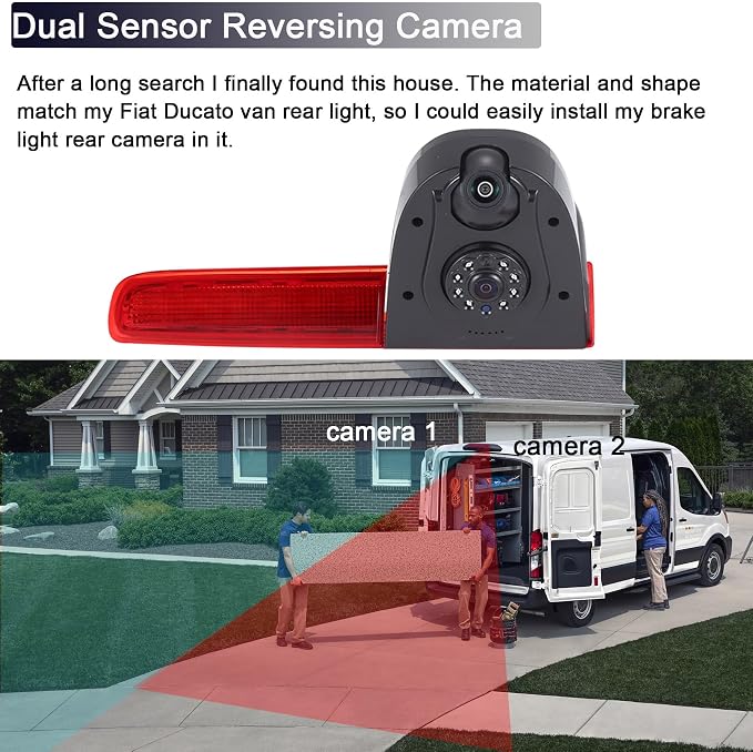 【New Super Dual Lens】 Car Rear View Camera 3rd Brake Light Reversing System, for VW T5 Multivan T6 Caravelle Tailgate high roof Brake Stop lamp Transporter Business MPV SUV Bus Double Doors