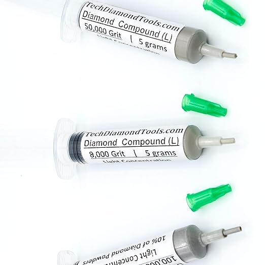TechDiamondTools Kit of 3 Diamond Polishing Compound Polishing Paste USA Made 8000 50000 200000 Grit for Marble Glass Metal Rock Jewelry Resin Silver Gemstone with 10% of Diamond Powder