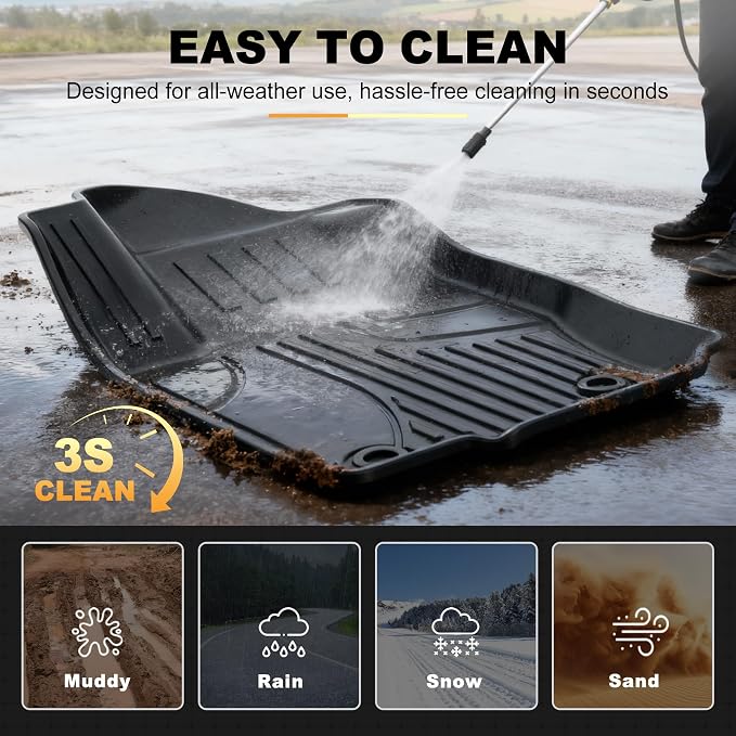 Floor Mats for Mercedes Benz GLE 2016-2019 & ML Class 2012-2015 350/400 | 63 AMG S, All Weather TPE Floor Liners Custom Fit GLE & ML Car Mats, Black