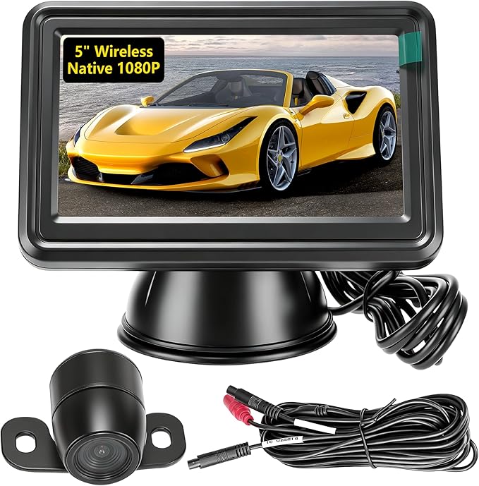 RV Backup Camera Plug and Play, No Delays HD 1080P Rear View Camera with Monitor IR Night Vision, Car Rear View Camera Fit for Truck Trailer Camper Tractor