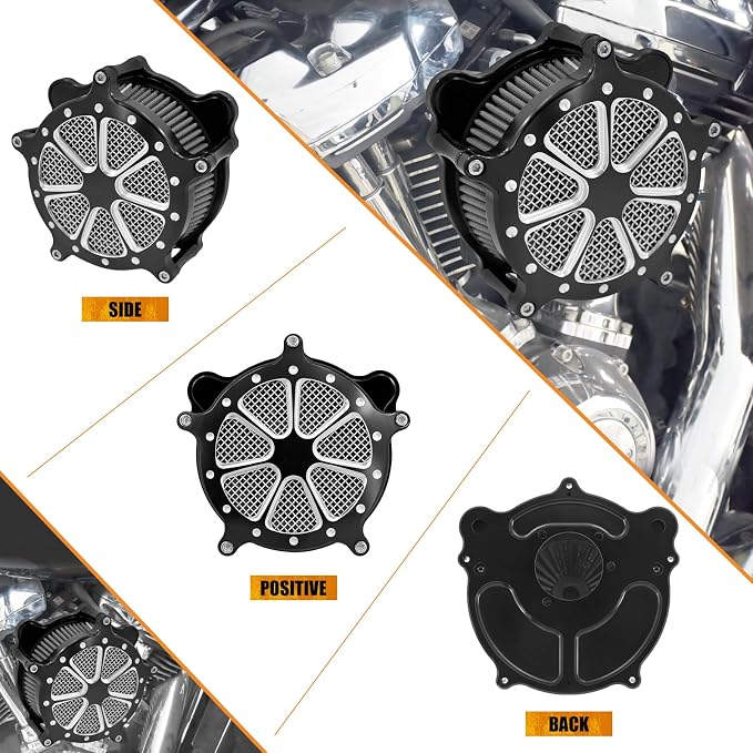 Motorcyle Air Cleaner Filter Fit for Harley Touring street glide road king electra tri trike Dyna Softail Sportster XL (B For Touring 00-07,Softail 00-15,Dyna 00-17)