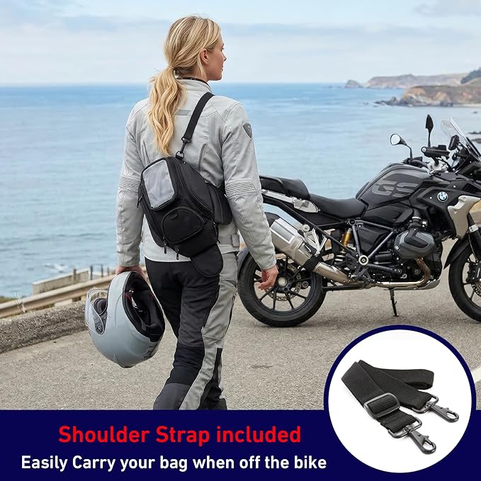 Nomad Motorcycle Tank Bag – 4L Heavy Duty Black Gas Tank Bag with Touchscreen Phone Window, Magnetic Universal Fuel Tank Pouch for Cruiser, Sportbike, Touring & Street Bikes