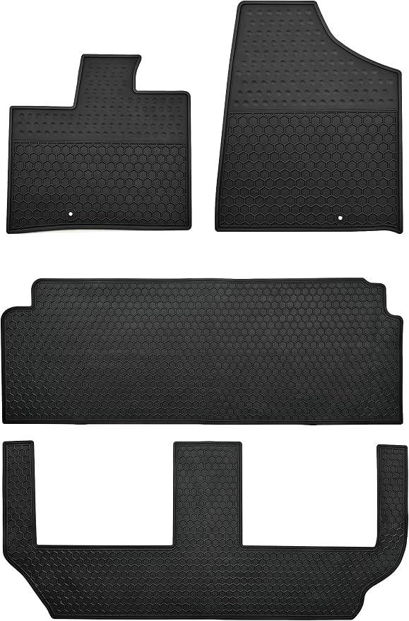 Car Floor Mats Custom Fit for Dodge Grand Caravan/Chrysler Town & Country (Stow'n Go Only) 2008-2018 3 Rows Odorless Washable Heavy Duty Rubber (All Weather) Floor Liners Set Black