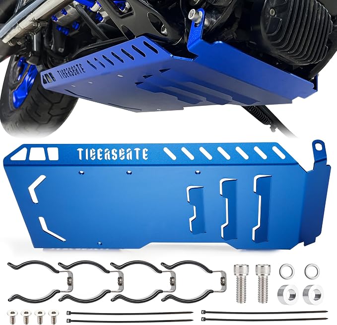 2018-2024 Softail 6061 Aluminum Engine Skid Plate for Breakout, Deluxe, Fat Bob, Fat Boy, Street Bob, Sport Glide, Heritage Classic, Low Rider, Slim Models, Blue