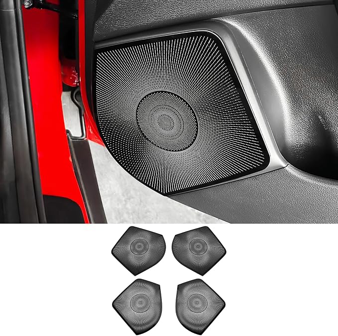Stainless Steel Car Door Speaker Cover Car Interior Chrome Car Door Speaker Decor Cover Set Compatible with Kia Soul 2020-2025 Accessories (Black)