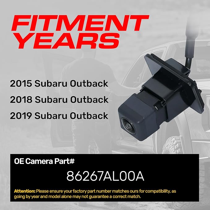 Master Tailgaters Replacement for Subaru Outback (2015, 2018-2019) Backup Camera OE Part # 86267AL00A
