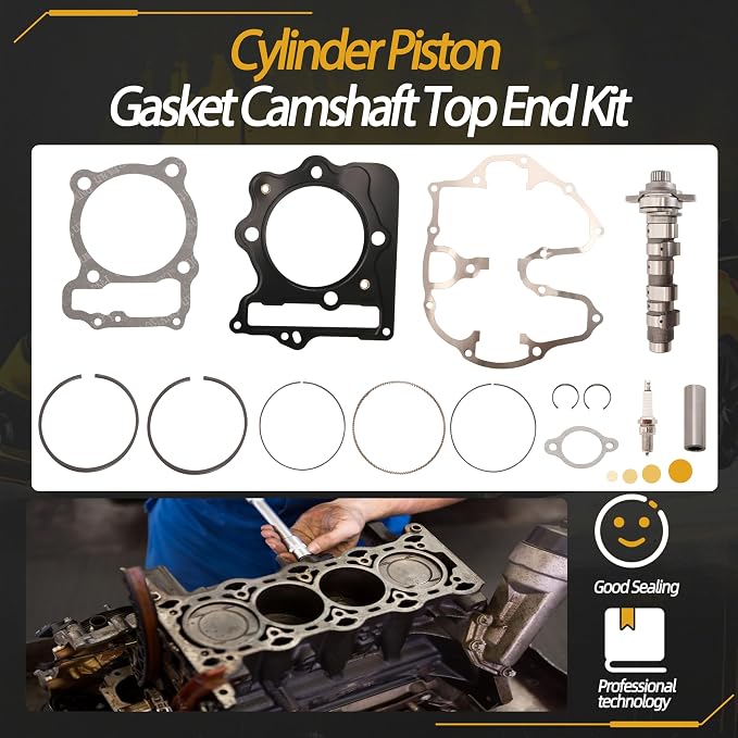 Cylinder Piston Gasket Camshaft Top End Kit Fit for Honda TRX400 XR400R 1996-2004 Fit for Honda Sportrax TRX400EX 1999-2009 Fits for Honda TRX400X 2012-2014 OE# 12100-KCY-670 14000-HN1-A70