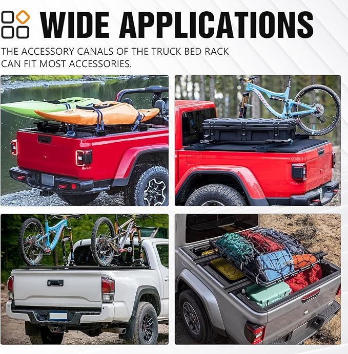 YZONA Adjustable Truck Bed Racks Compatible with Tacoma/Silverado/Sierra/Ram/Tundra/Titan/Frontier/Colorado/Canyon/Ford F-Series/JT/Ranger/Maverick, Universal Cargo Cross Bar
