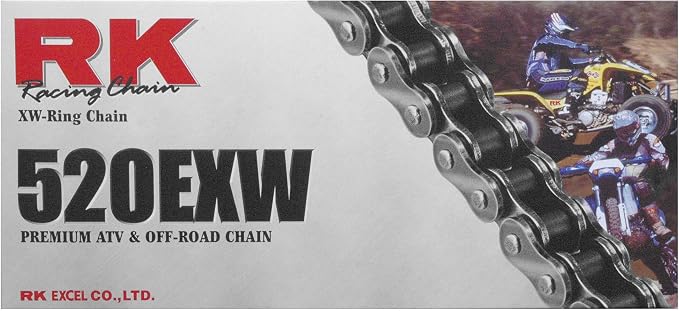 RK Racing Chain 520EXW-110 (520 Series) Steel 110 Link Extreme Performance Off-Road and ATV XW-Ring Chain with Connecting Link