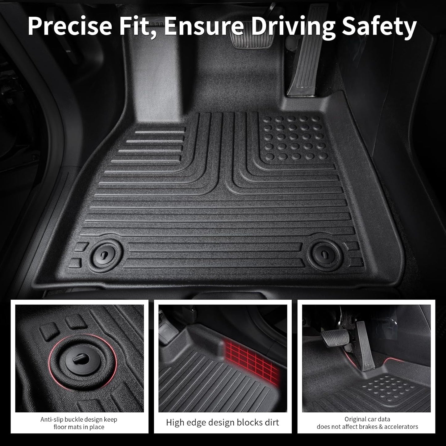 Wayhigh-All Weather Floor Mats and Cargo Mat Set Fit for 2021-2024 2025 Buick Envision TPE Car Mats Waterproof Heavy Duty Rubber Floor Liners for Envision Accessories