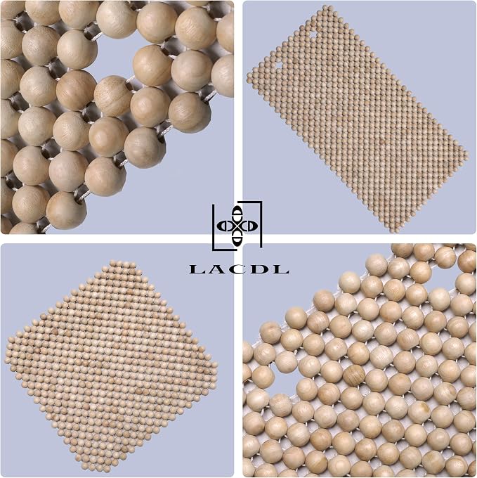 LACDL Beaded Car Seat Covers for Cars, Cooling Bead Seat Cover for Trucks & SUVs(headrest Removable only) - Auto Ventilated Seat Cooler Pad, Natural Wood Breathable Beads Sweat Protector, Burlywood