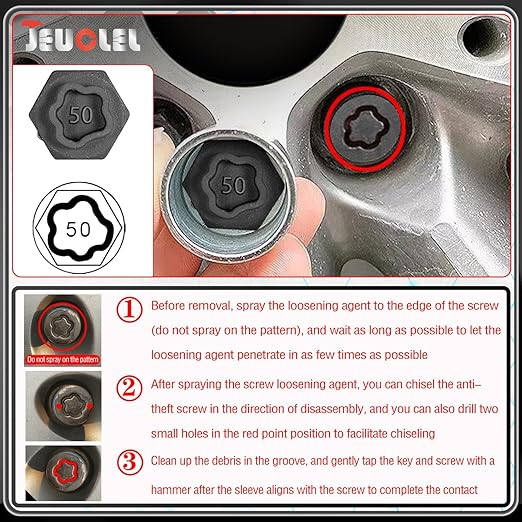 22PCS Wheel Locking Nut Key Kit Compatible with BMW Series, Wheel Lock Nut Socket Adapter Set, Anti-Theft Lug Removal Tool, Anti-Theft Screw Remover Repair Tool