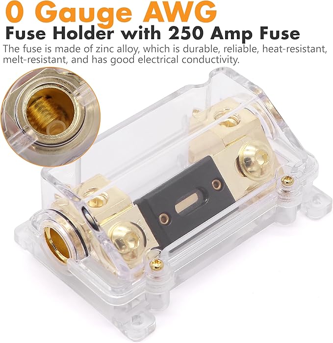 1/0 Gauge (0 AWG) Pure OFC Amplifier Wiring Kit 6000W - Heavy Duty Car Audio Power Cable with Fuse Holder & RCA | for High Power Subwoofer & Big 3 Upgrade | Verify 0.33" OD Fits Your Amp