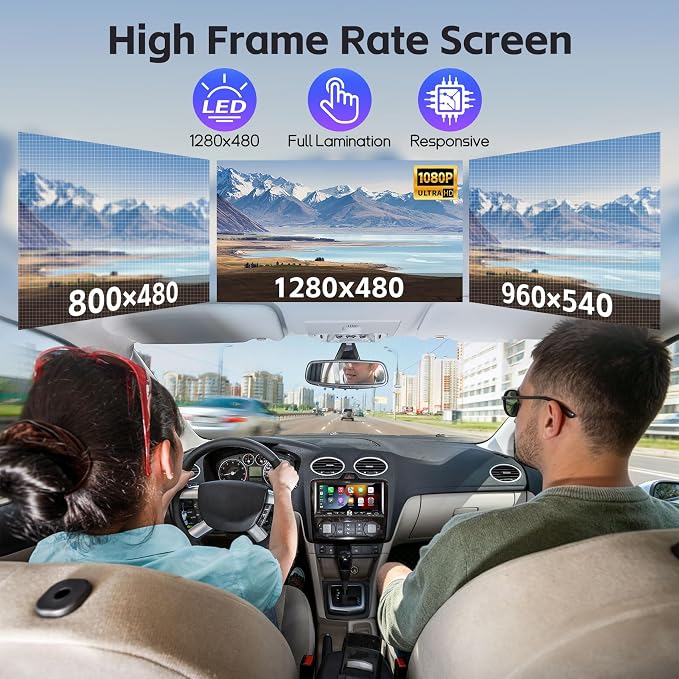 Single Din Radio Car Stereo with Wireless Apple Carplay & Android Auto, 6.9" IPS Touchscreen Car Stereo with Bluetooth 1080P Backup Camera Mirror Link Navigation USB Type-C Fast Charging FM/AM EQ SWC