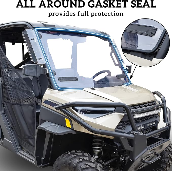SAUTVS Full Windshield for Polaris Ranger XP 1000/ Crew/ Diesel/ XP 900 2017-2026 Accessories, Clear Dustproof Durable Hard Coat Poly Vented Full Windshield, Replace #‎2883266