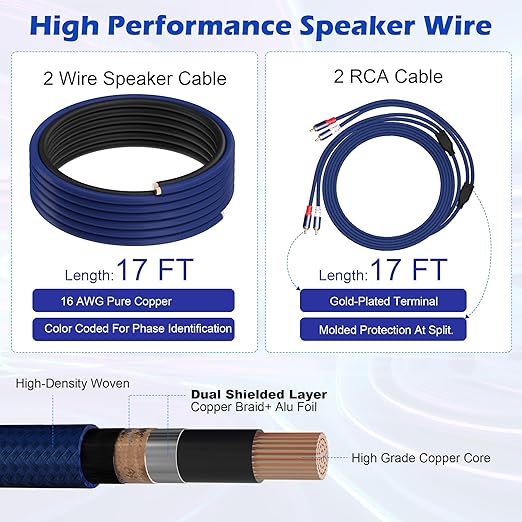4 Gauge Complete Amp Wiring Kit, Premium Car Amplifier DIY Installation Kit, 1200W High Power CCA Cable with Fuse Holder& Full Accessories for Car Truck/RV/ATV Audio Systems Radio Subwoofer Speaker