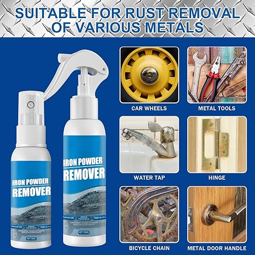 2026 New Year- Multi-Functional Quick-Acting Rust Removal Spray,100ML Portable Rust Remover Spray for Metal,Leave A Primed Surface Ready to Paint, Tools, Car, Hardware (100ml*1)