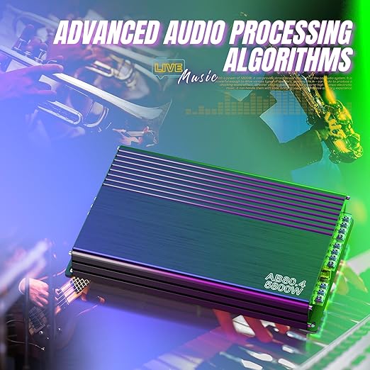 4-Channel Car Audio Amplifier, 5800W 12V Stereo Audio Car Subwoofer, Compact Subwoofer AMP for Car Truck Vehicle Audio Enhancement, 4x120W RMS Power Output 92dB Easy to Install