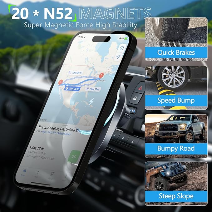 CLEC for BMW 3 Series 2012-2018, 4 Series 2013-2020 Magnetic Wireless Car Charger Phone Holder Mount for BMW 3 Series 2012-2018, 4 Series 2013-2020 15W Fast Charging Car Phone Holder Wireless Charger