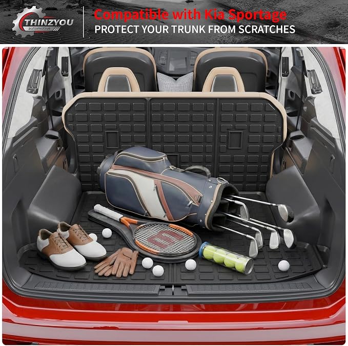 Cargo Mat Compatible with 2023 2024 2025 2026 KIA Sportage Cargo Liner Trunk Liner TPE Back Seat Cover Protector 2025 Sportage Accessories Non-Plug-in Hybrid (Trunk Mat+Backrest Mats)