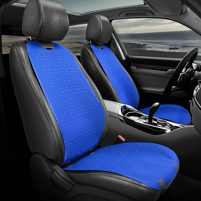 Auto Dynasty Car Seat Covers Front Set, Anti-Slip Automotive Interior Covers, Breathable and Comfort Car Seat Protectors, Airbag Compatible, Universal Fit Most Vehicles, Blue (Protex Series)
