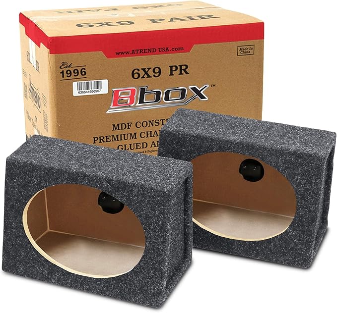 Bbox Pro Audio Tuned 6.5" Speaker Enclosures - Premium Speakers to Enhance Sound and Bass - Nickel Finish Terminals for Car or Truck - 18 Gauge Audio Cables - Speaker Set of 2 (Charcoal)
