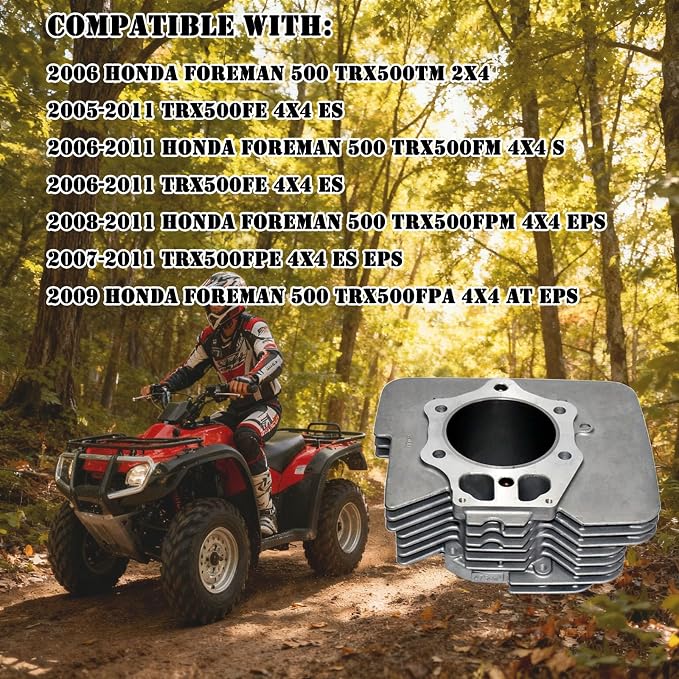 Tupo TRX500F-92 Cylinder Kit | Air-Cooled Top End Rebuild Kit Compatible with Honda TRX500 Foreman 500 2005-2011