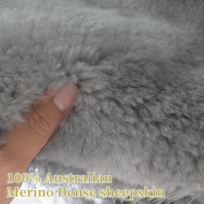 Aegis Cover Sheepskin Seat Cover Genuine Australian Merino Wool Front Seat Cover Luxury Dense Pelt Universal Fit for Most Cars, SUVs, Trucks, Bucket-Style, 54 X 22 Inches (Grey)